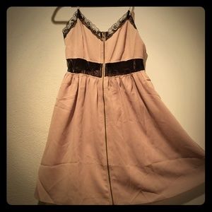 Doe & Rae Spaghetti Strap Zipper Dress w/ Lace